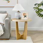 Mesa auxiliar redonda de roble, estilo Mid-Century, tablero de MDF, 1 pieza