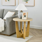 Mesa auxiliar redonda de roble, estilo Mid-Century, tablero de MDF, 1 pieza