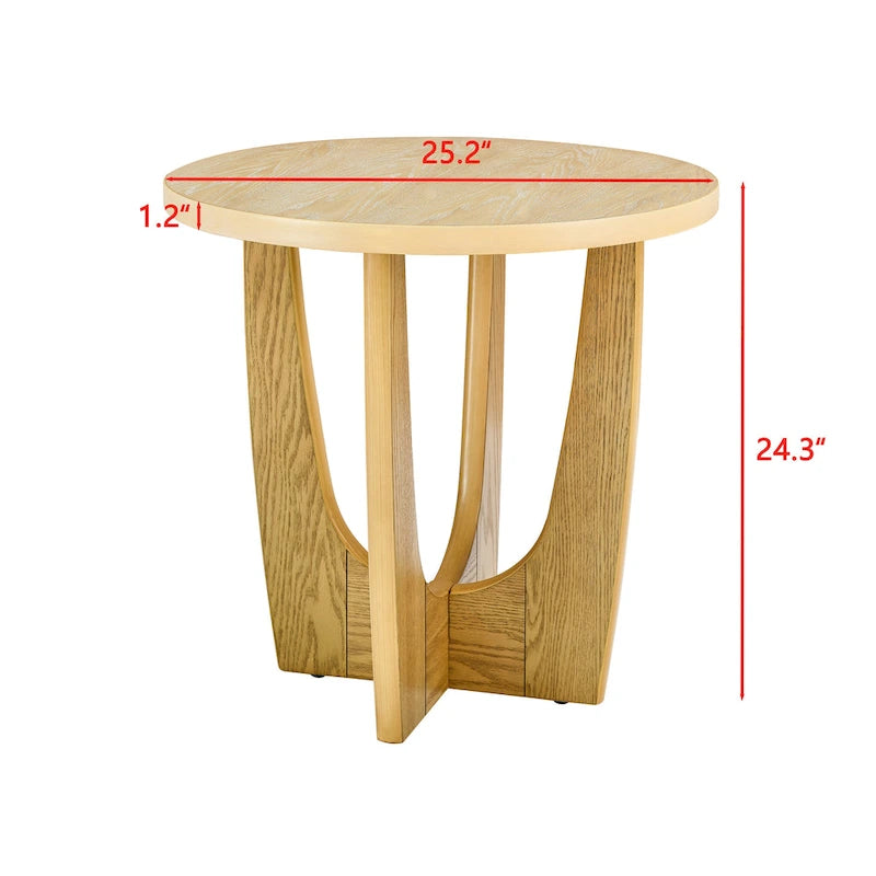Mesa auxiliar redonda de roble, estilo Mid-Century, tablero de MDF, 1 pieza