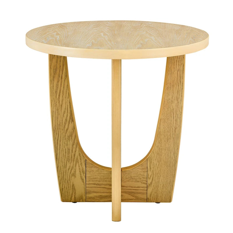 Mesa auxiliar redonda de roble, estilo Mid-Century, tablero de MDF, 1 pieza