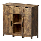 Mueble Armario Vintage Gris de Suelo con 3 Cajones, 2 Puertas y Estantes Ajustables