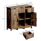 Mueble Armario Vintage Gris de Suelo con 3 Cajones, 2 Puertas y Estantes Ajustables
