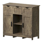 Mueble Armario Vintage Gris de Suelo con 3 Cajones, 2 Puertas y Estantes Ajustables