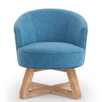 Sillón giratorio de lino azul claro, 360°, un asiento