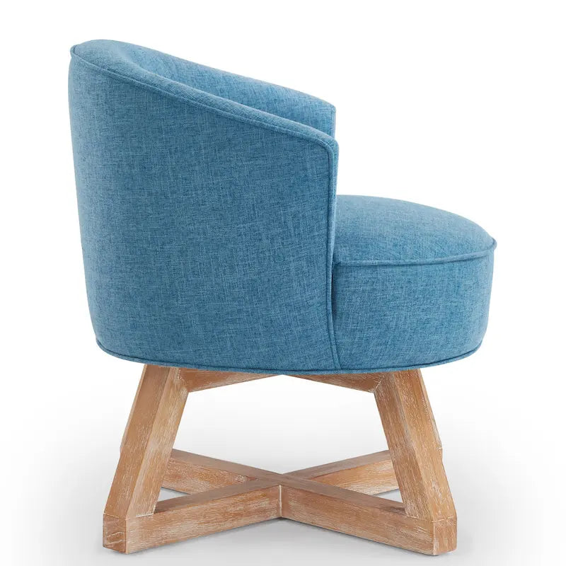 Sillón giratorio de lino azul claro, 360°, un asiento