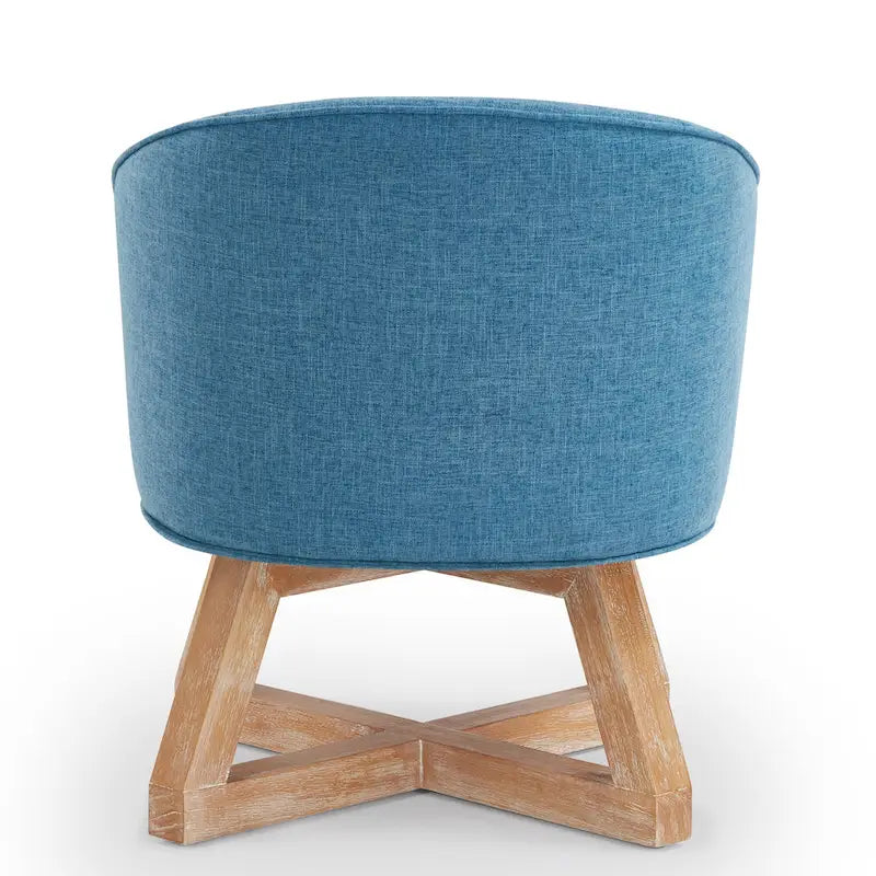 Sillón giratorio de lino azul claro, 360°, un asiento