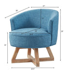 Sillón giratorio de lino azul claro, 360°, un asiento