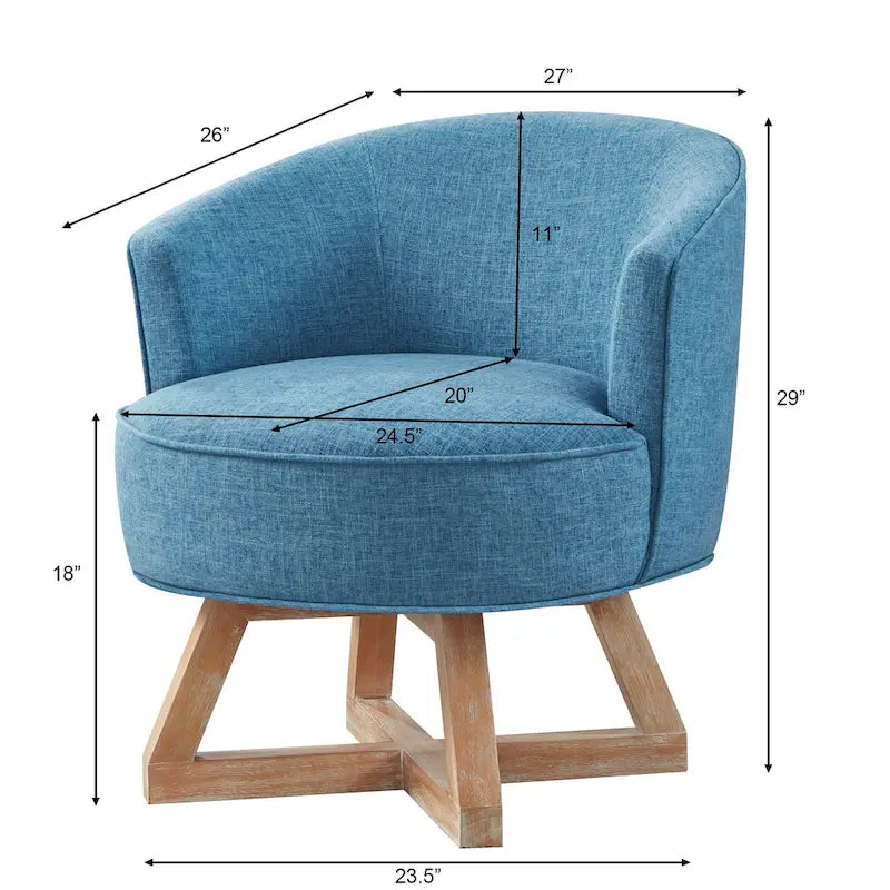 Sillón giratorio de lino azul claro, 360°, un asiento