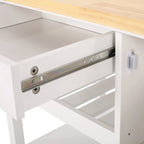 Carrito de cocina blanco moderno con ruedas, con cajón, 3 estantes y puerta de armario