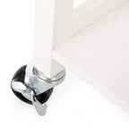 Carrito de cocina blanco moderno con ruedas, con cajón, 3 estantes y puerta de armario