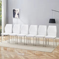 Blanco/Negro, sin reposabrazos, juego de 6 – Silla de comedor de cuero sintético con patas de metal plateado