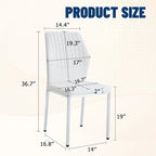 Blanco/Negro, sin reposabrazos, juego de 6 – Silla de comedor de cuero sintético con patas de metal plateado