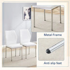 Blanco/Negro, sin reposabrazos, juego de 6 – Silla de comedor de cuero sintético con patas de metal plateado