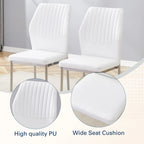 Blanco/Negro, sin reposabrazos, juego de 6 – Silla de comedor de cuero sintético con patas de metal plateado