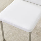Blanco/Negro, sin reposabrazos, juego de 6 – Silla de comedor de cuero sintético con patas de metal plateado
