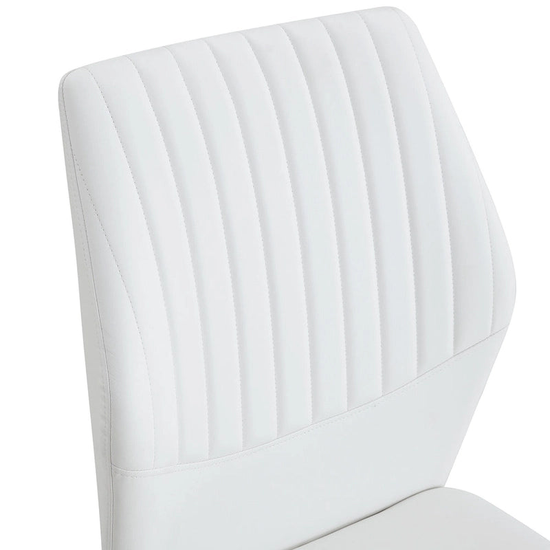 Blanco/Negro, sin reposabrazos, juego de 6 – Silla de comedor de cuero sintético con patas de metal plateado