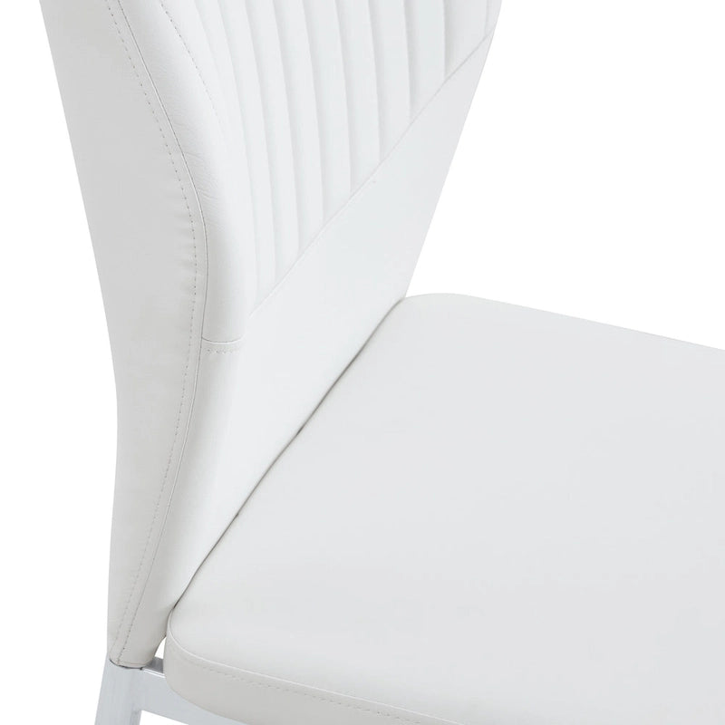 Blanco/Negro, sin reposabrazos, juego de 6 – Silla de comedor de cuero sintético con patas de metal plateado