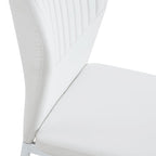 Blanco/Negro, sin reposabrazos, juego de 6 – Silla de comedor de cuero sintético con patas de metal plateado