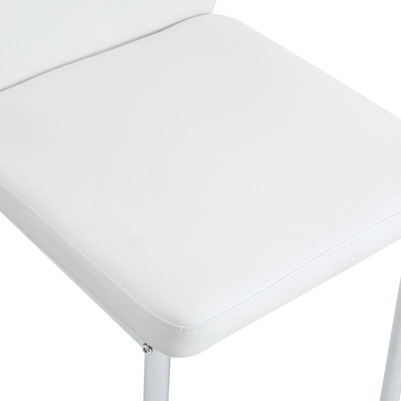 Blanco/Negro, sin reposabrazos, juego de 6 – Silla de comedor de cuero sintético con patas de metal plateado