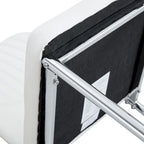 Blanco/Negro, sin reposabrazos, juego de 6 – Silla de comedor de cuero sintético con patas de metal plateado