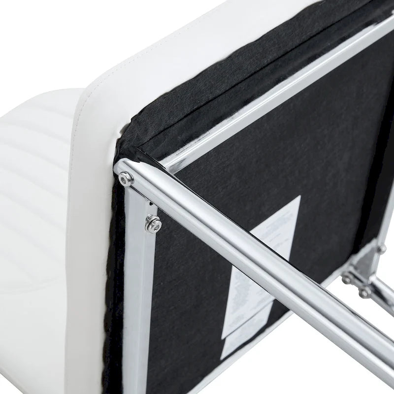 Blanco/Negro, sin reposabrazos, juego de 6 – Silla de comedor de cuero sintético con patas de metal plateado