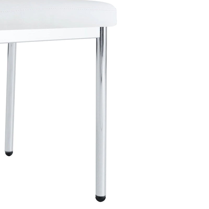 Blanco/Negro, sin reposabrazos, juego de 6 – Silla de comedor de cuero sintético con patas de metal plateado