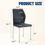 Blanco/Negro, sin reposabrazos, juego de 6 – Silla de comedor de cuero sintético con patas de metal plateado