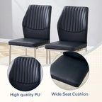 Blanco/Negro, sin reposabrazos, juego de 6 – Silla de comedor de cuero sintético con patas de metal plateado