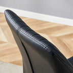 Blanco/Negro, sin reposabrazos, juego de 6 – Silla de comedor de cuero sintético con patas de metal plateado