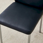 Blanco/Negro, sin reposabrazos, juego de 6 – Silla de comedor de cuero sintético con patas de metal plateado