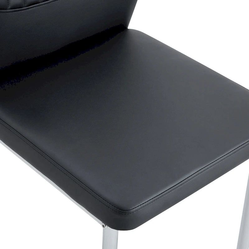 Blanco/Negro, sin reposabrazos, juego de 6 – Silla de comedor de cuero sintético con patas de metal plateado