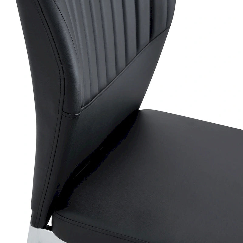 Blanco/Negro, sin reposabrazos, juego de 6 – Silla de comedor de cuero sintético con patas de metal plateado