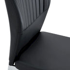 Blanco/Negro, sin reposabrazos, juego de 6 – Silla de comedor de cuero sintético con patas de metal plateado