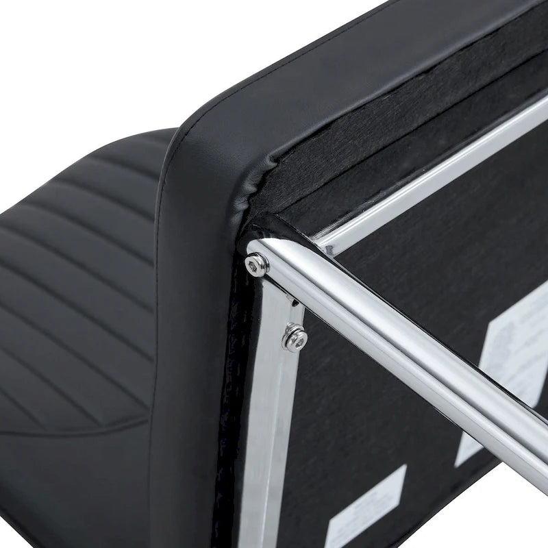 Blanco/Negro, sin reposabrazos, juego de 6 – Silla de comedor de cuero sintético con patas de metal plateado
