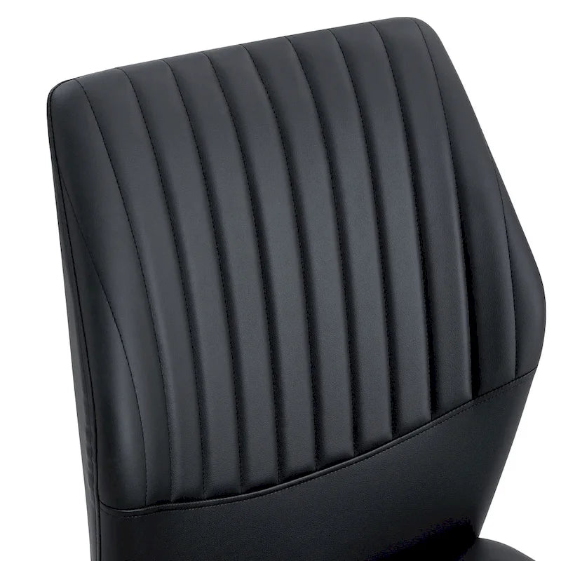Blanco/Negro, sin reposabrazos, juego de 6 – Silla de comedor de cuero sintético con patas de metal plateado