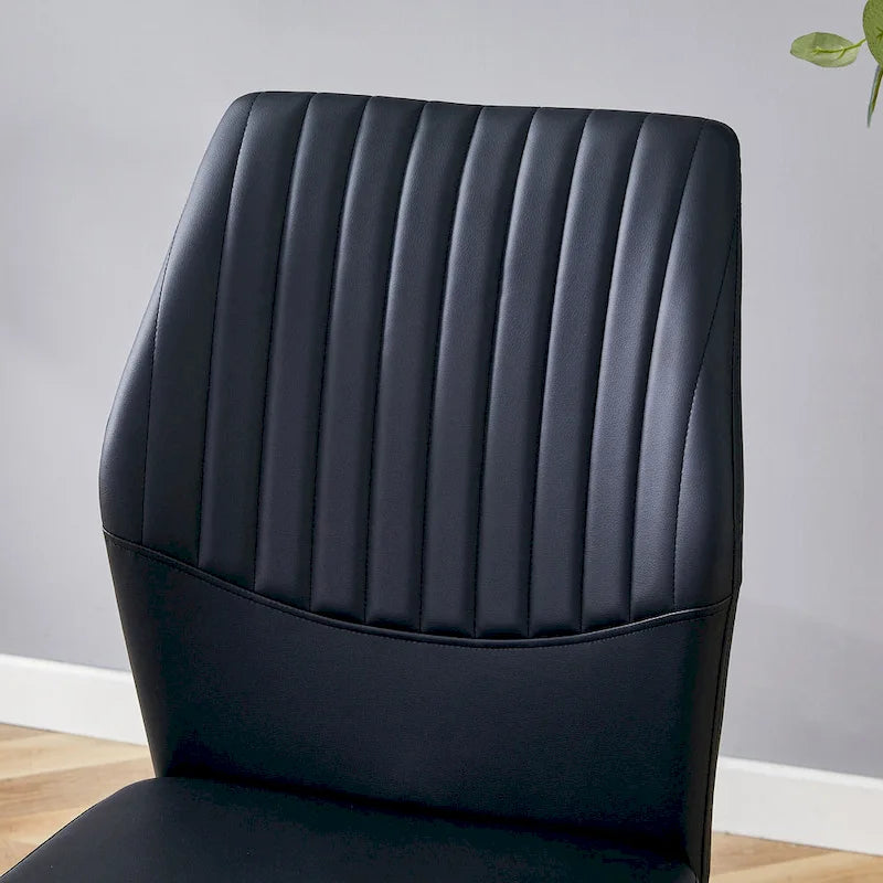 Blanco/Negro, sin reposabrazos, juego de 6 – Silla de comedor de cuero sintético con patas de metal plateado