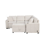 Sofá seccional cama en forma de L gris con otomana de almacenamiento, para 3-4 personas