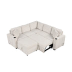 Sofá seccional cama en forma de L gris con otomana de almacenamiento, para 3-4 personas