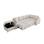 Sofá seccional cama en forma de L gris con otomana de almacenamiento, para 3-4 personas