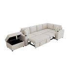 Sofá seccional cama en forma de L gris con otomana de almacenamiento, para 3-4 personas