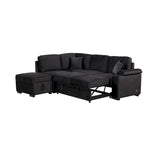 Sofá seccional cama en forma de L gris con otomana de almacenamiento, para 3-4 personas