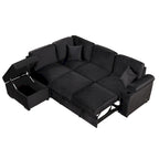 Sofá seccional cama en forma de L gris con otomana de almacenamiento, para 3-4 personas