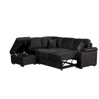 Sofá seccional cama en forma de L gris con otomana de almacenamiento, para 3-4 personas