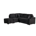 Sofá seccional cama en forma de L gris con otomana de almacenamiento, para 3-4 personas