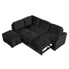 Sofá seccional cama en forma de L gris con otomana de almacenamiento, para 3-4 personas