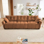 Sofá capitoné de chenilla con cojines, de 1 a 4 plazas (blanco / azul / verde / naranja quemado)