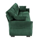 Sofá capitoné de chenilla con cojines, de 1 a 4 plazas (blanco / azul / verde / naranja quemado)