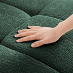Sofá capitoné de chenilla con cojines, de 1 a 4 plazas (blanco / azul / verde / naranja quemado)