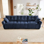 Sofá capitoné de chenilla con cojines, de 1 a 4 plazas (blanco / azul / verde / naranja quemado)