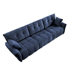 Sofá capitoné de chenilla con cojines, de 1 a 4 plazas (blanco / azul / verde / naranja quemado)
